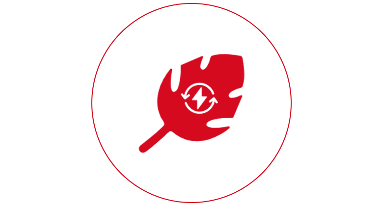 Icon für Energie und Materialeffizienz.